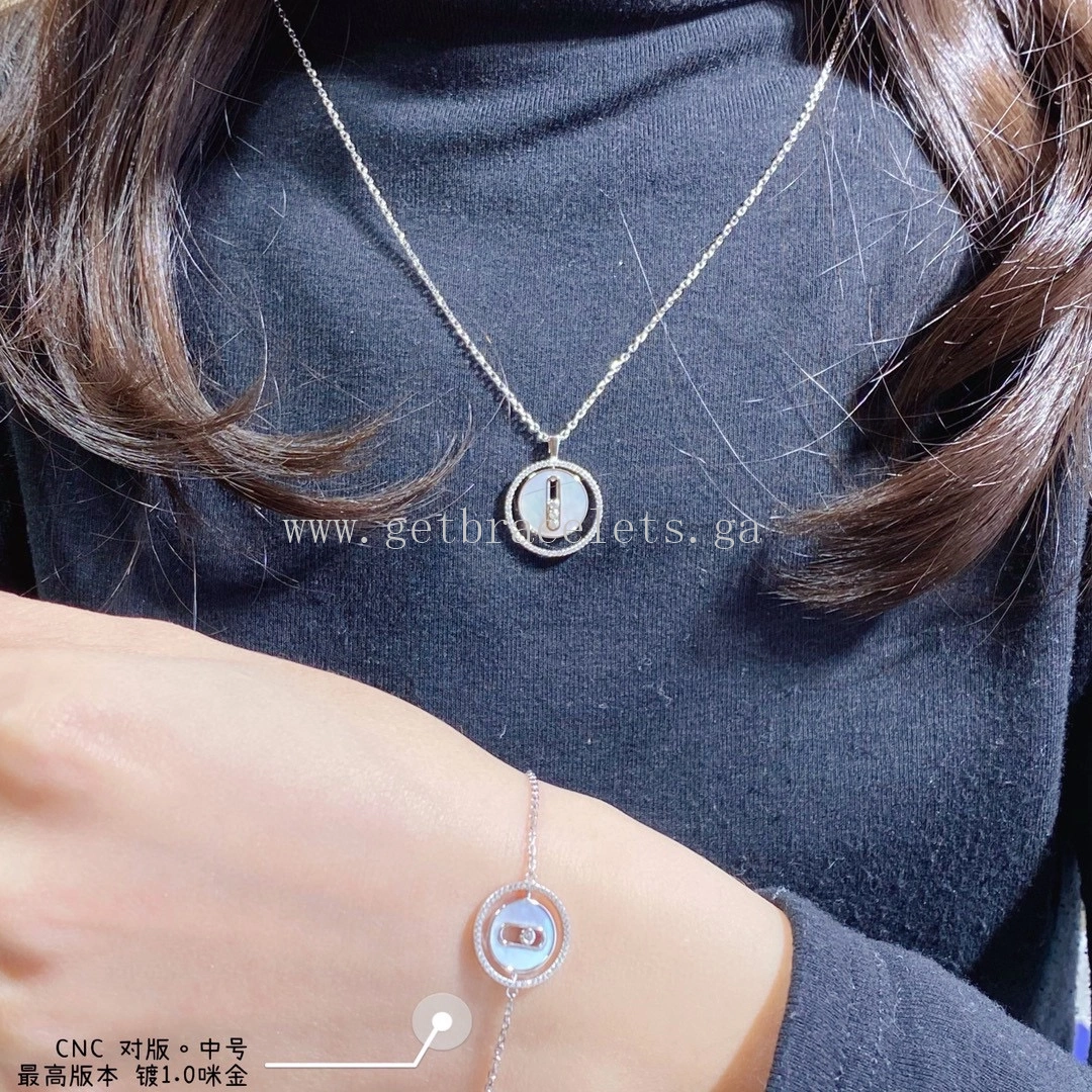 Messika Lucky Move PM Diamond Necklace White Mother-of-Pearl and Rose Gold White Gold