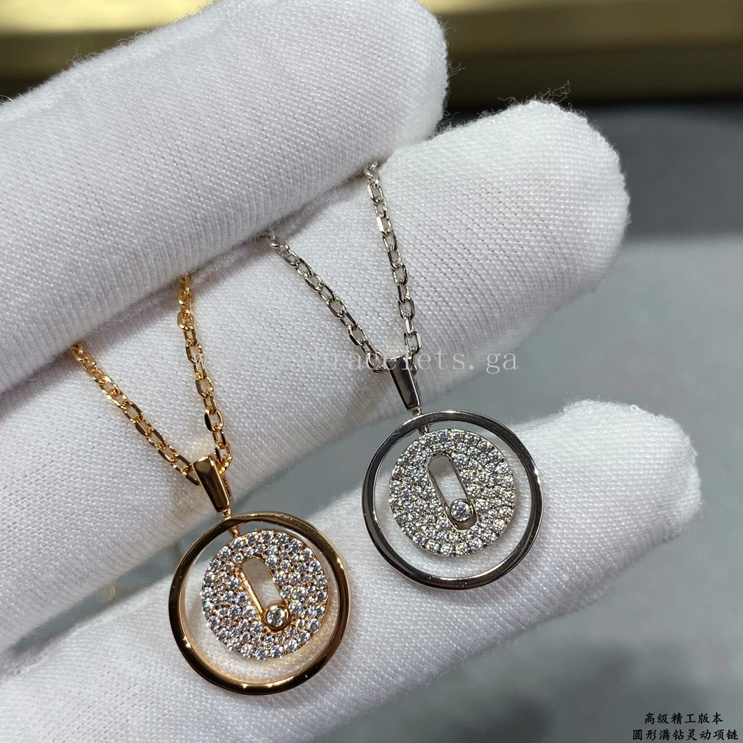 Messika Lucky Move Pave Diamond Necklace Rose Gold White Gold