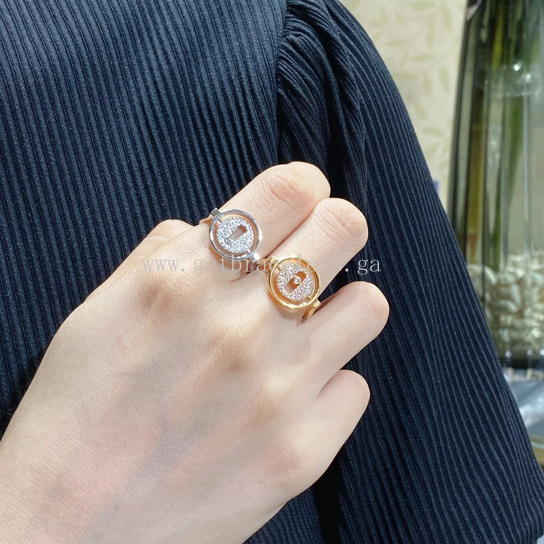 Messika Lucky Move Pave Diamond Ring White Gold Rose Gold