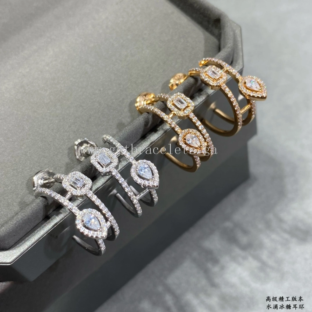 Messika Lucky My Twin Hoops Diamond Earrings Rose Gold White Gold