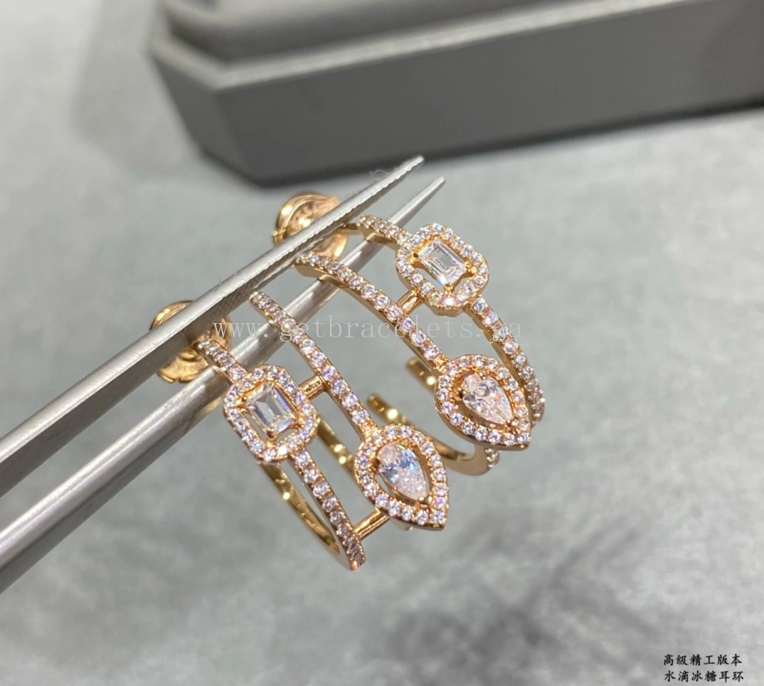 Messika Lucky My Twin Hoops Diamond Earrings Rose Gold White Gold