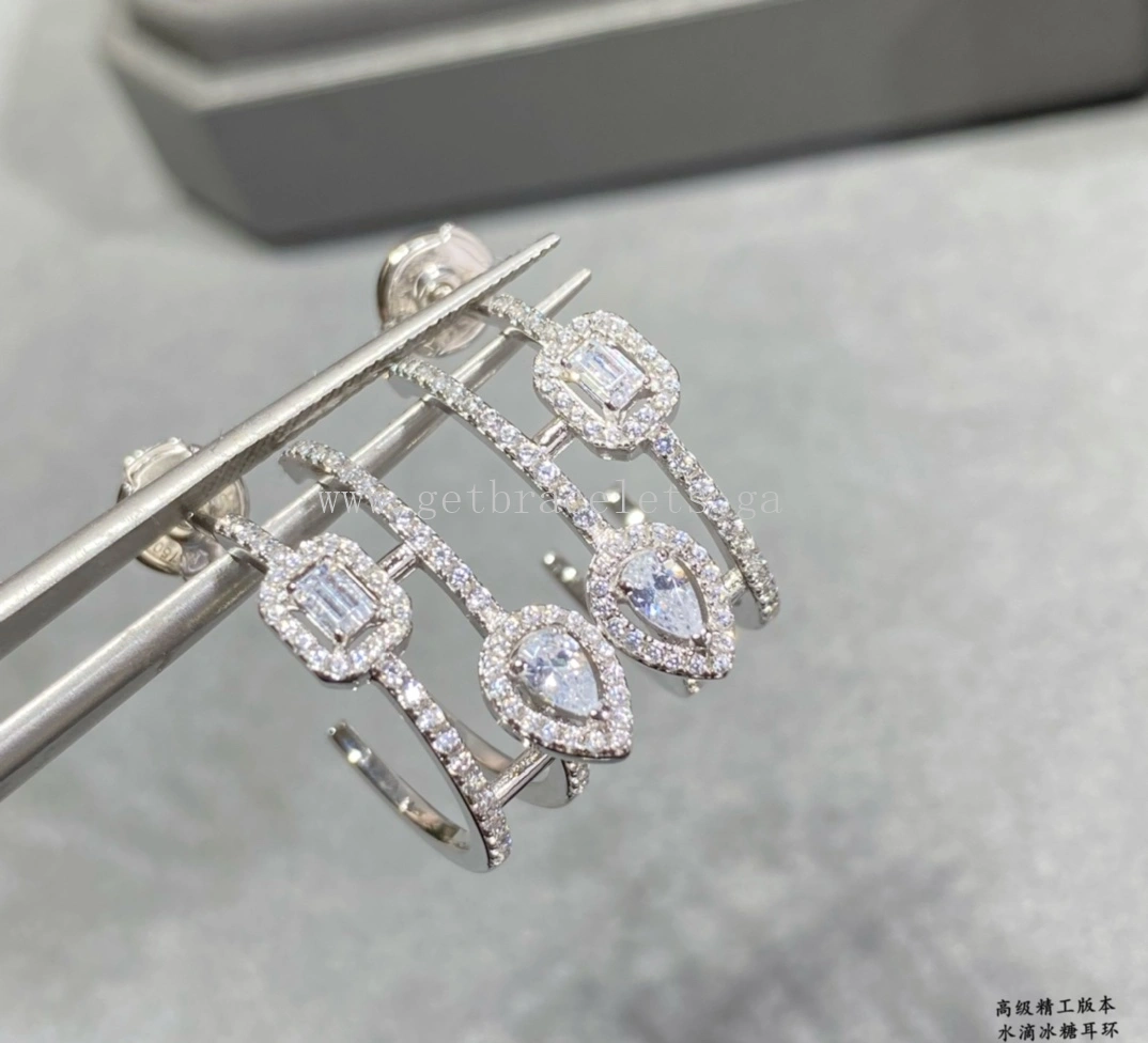 Messika Lucky My Twin Hoops Diamond Earrings Rose Gold White Gold