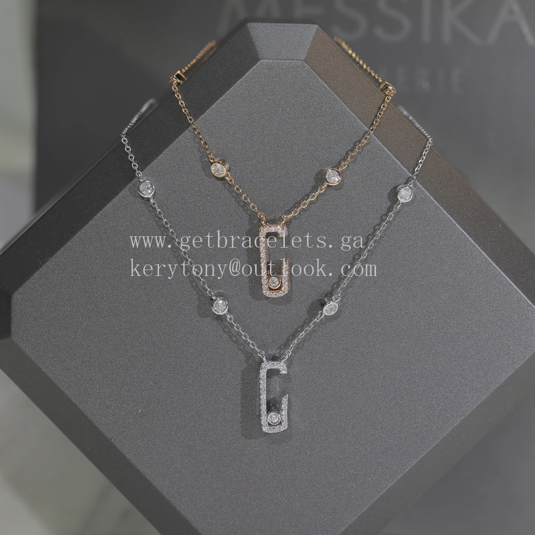 Messika Lucky Necklace with Pave Diamonds Rose Gold and White Gold