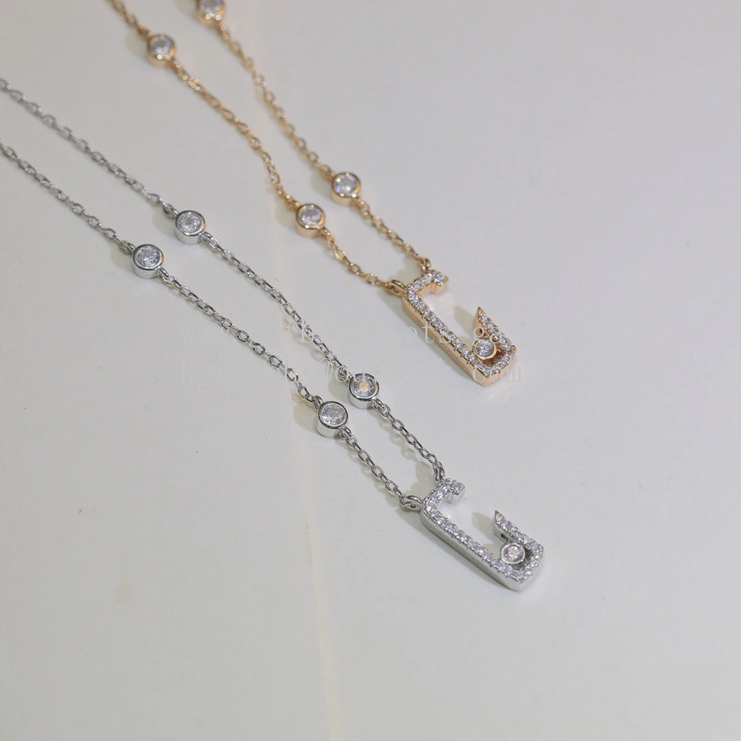 Messika Lucky Necklace with Pave Diamonds Rose Gold and White Gold