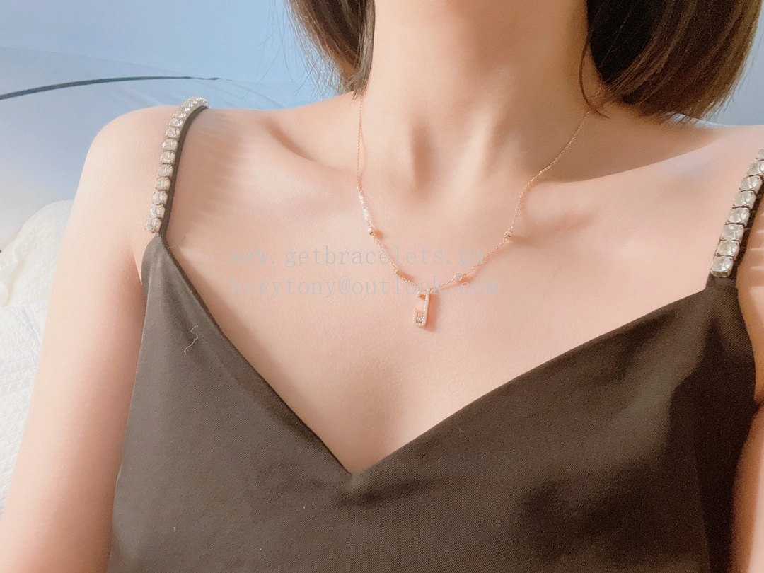 Messika Lucky Necklace with Pave Diamonds Rose Gold and White Gold