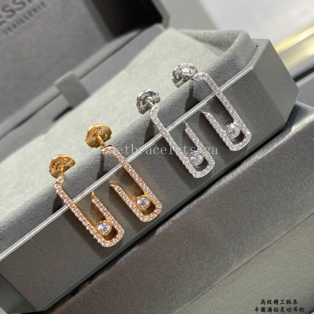 Messika Lucky Pave Diamond Earrings White Gold Rose Gold