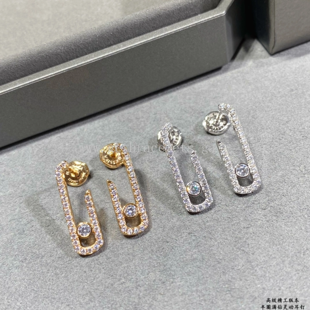 Messika Lucky Pave Diamond Earrings White Gold Rose Gold