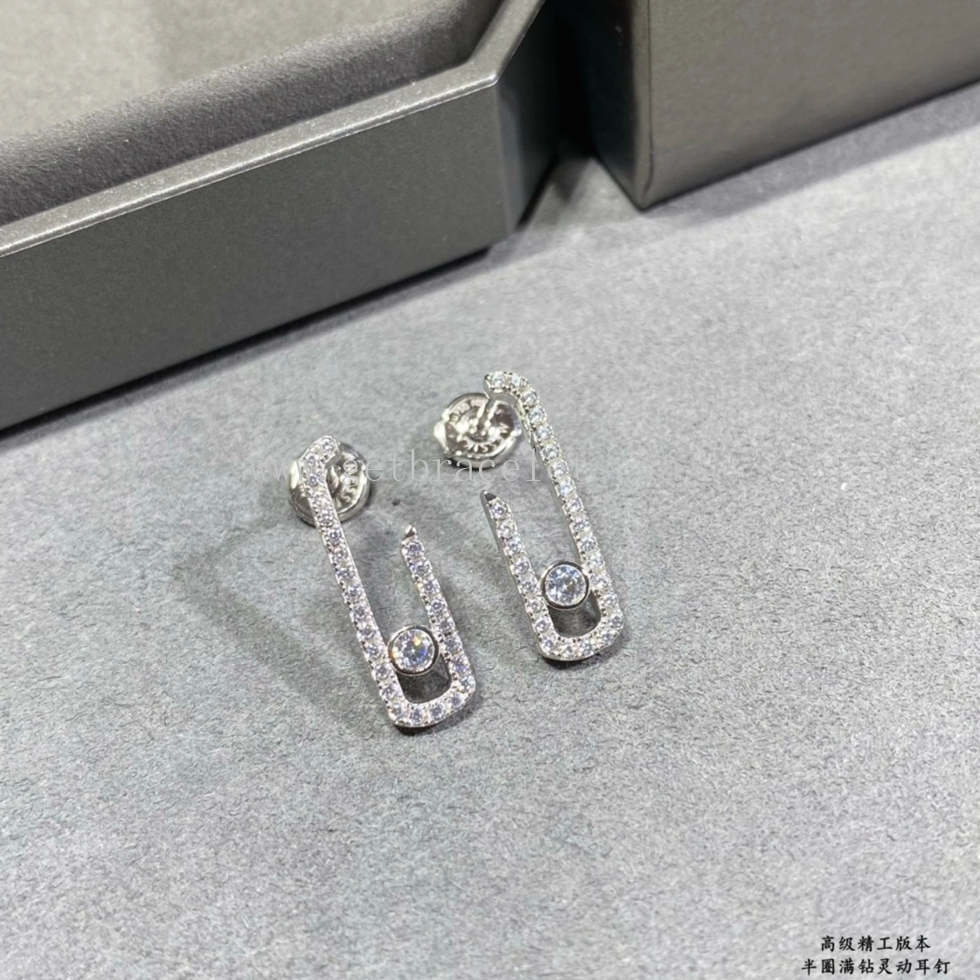 Messika Lucky Pave Diamond Earrings White Gold Rose Gold