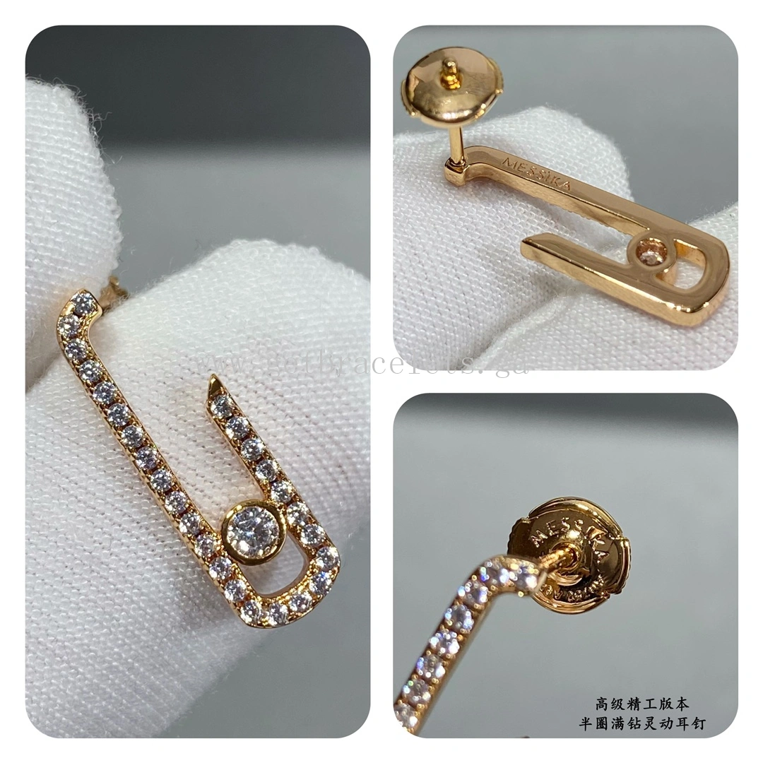 Messika Lucky Pave Diamond Earrings White Gold Rose Gold