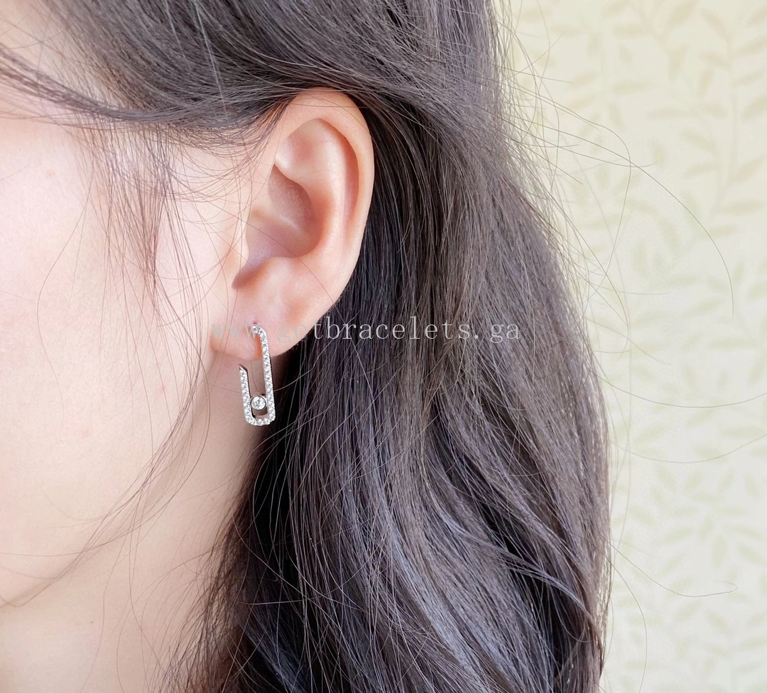 Messika Lucky Pave Diamond Earrings White Gold Rose Gold