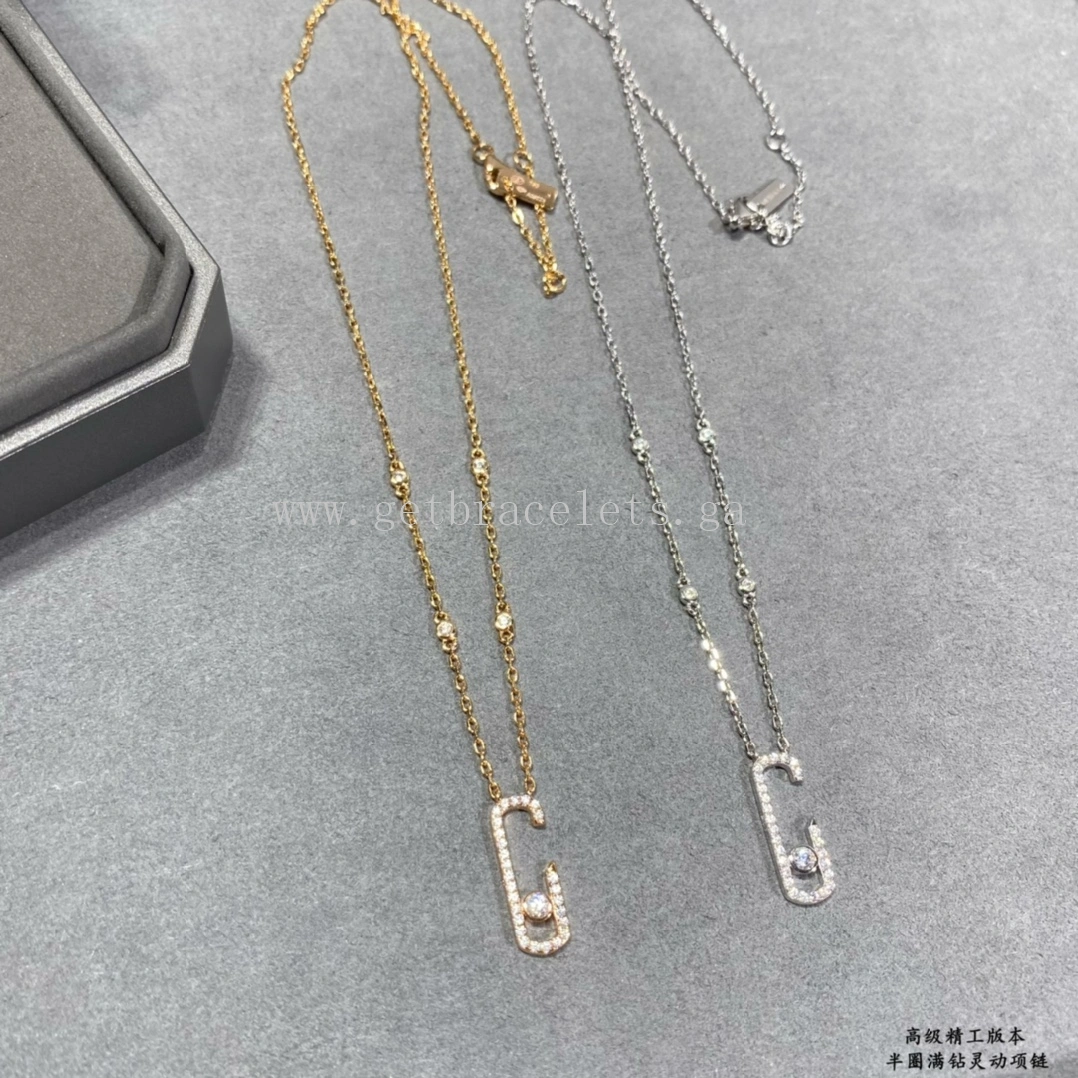 Messika Lucky Pave Diamond Necklace White Gold Rose Gold