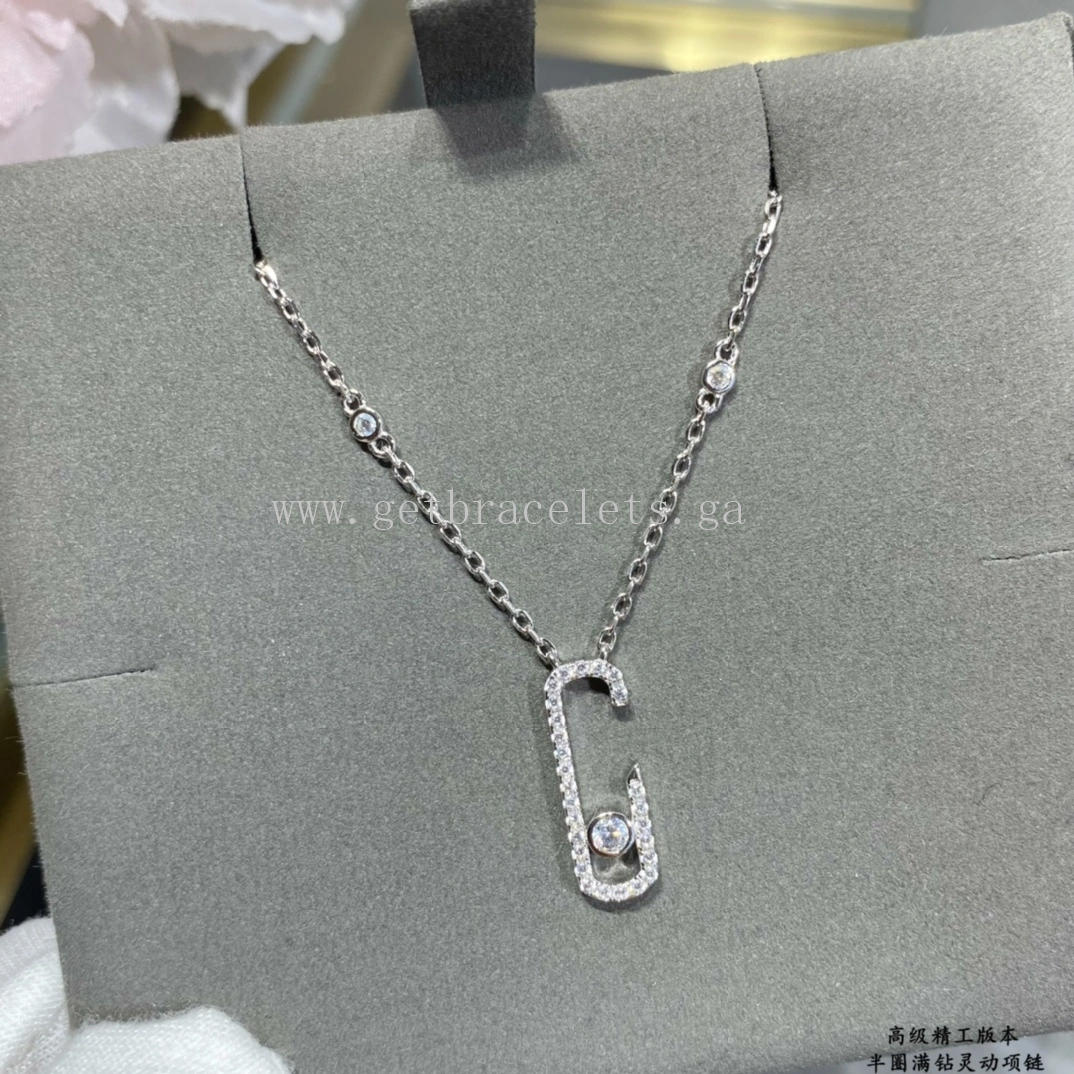 Messika Lucky Pave Diamond Necklace White Gold Rose Gold