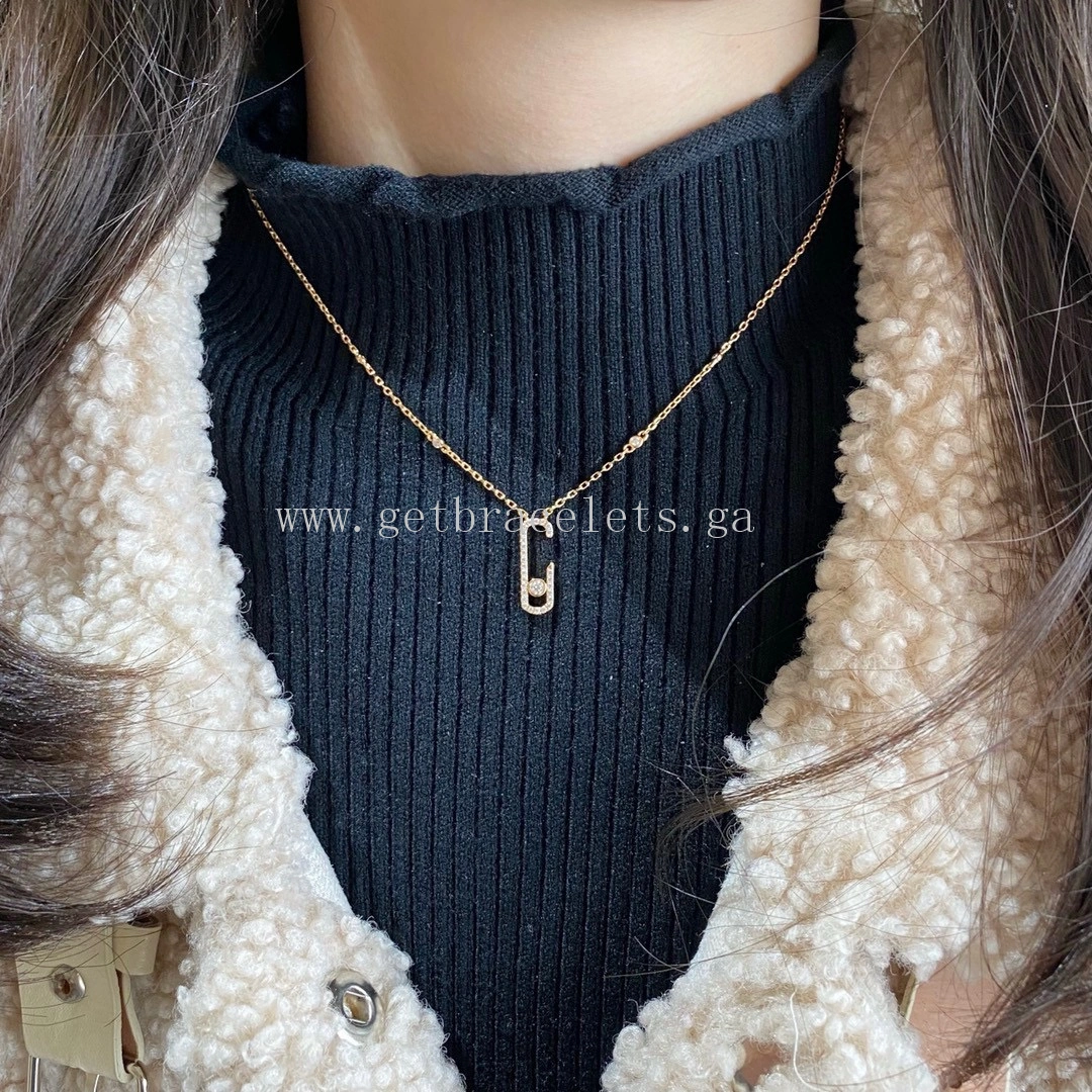 Messika Lucky Pave Diamond Necklace White Gold Rose Gold