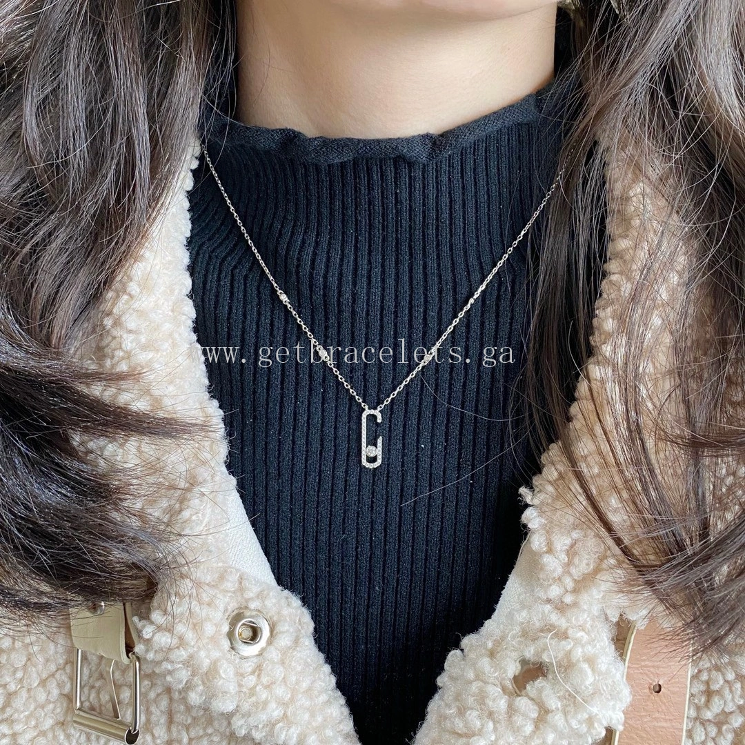 Messika Lucky Pave Diamond Necklace White Gold Rose Gold