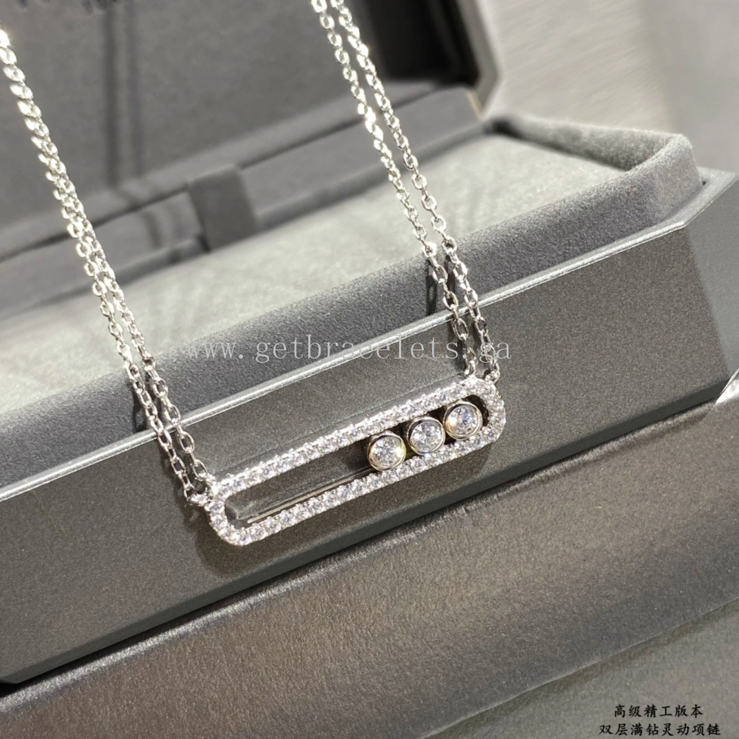 Messika Move Pave For Her Diamond Double Chain Necklace White Gold Rose Gold