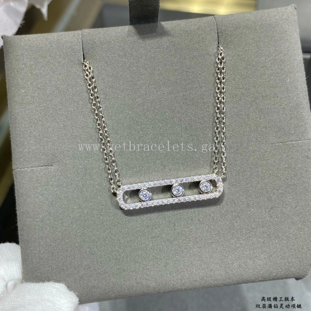 Messika Move Pave For Her Diamond Double Chain Necklace White Gold Rose Gold
