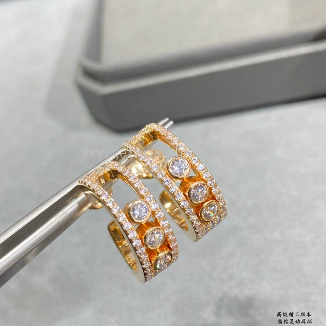 Messika Move Pave Hoop Diamond Earrings Rose Gold White Gold