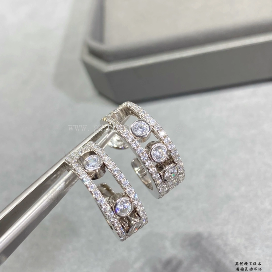 Messika Move Pave Hoop Diamond Earrings Rose Gold White Gold