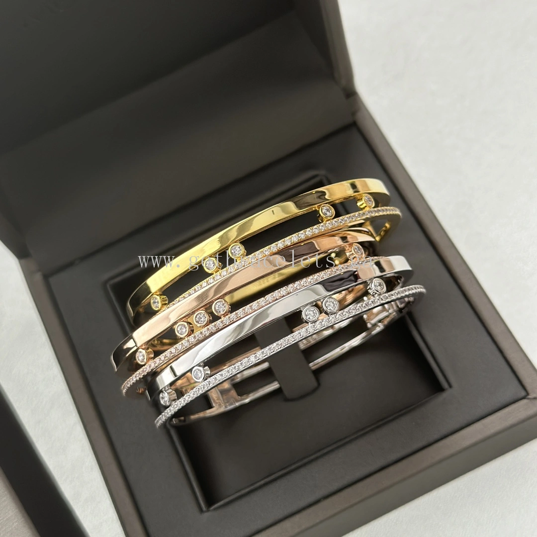 Messika Move Romane Large Bangle With Her Diamonds Yellow Gold White Gold Rose Gold