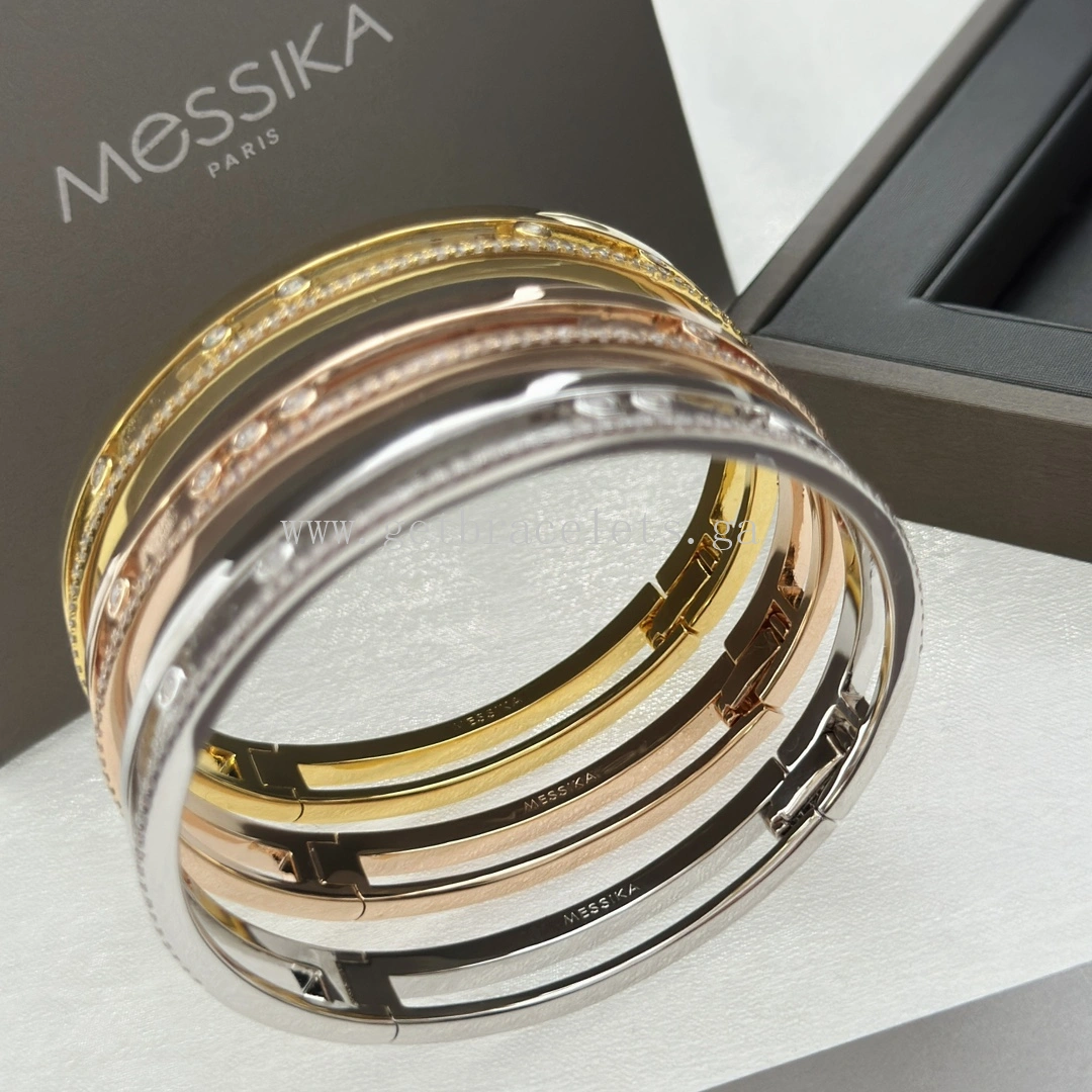 Messika Move Romane Large Bangle With Her Diamonds Yellow Gold White Gold Rose Gold