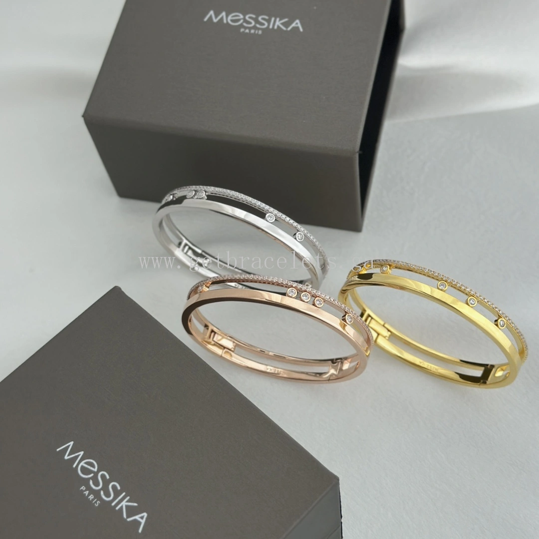 Messika Move Romane Large Bangle With Her Diamonds Yellow Gold White Gold Rose Gold