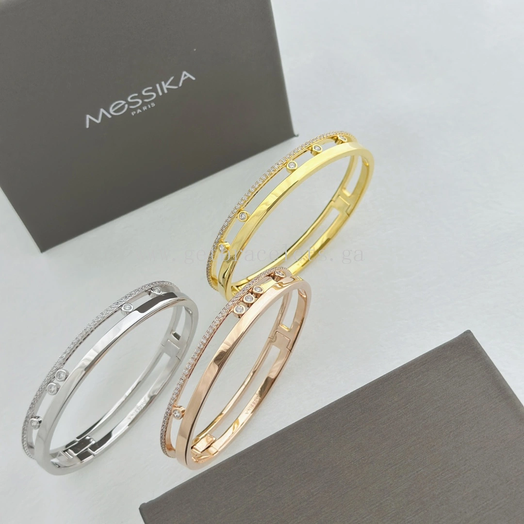 Messika Move Romane Large Bangle With Her Diamonds Yellow Gold White Gold Rose Gold