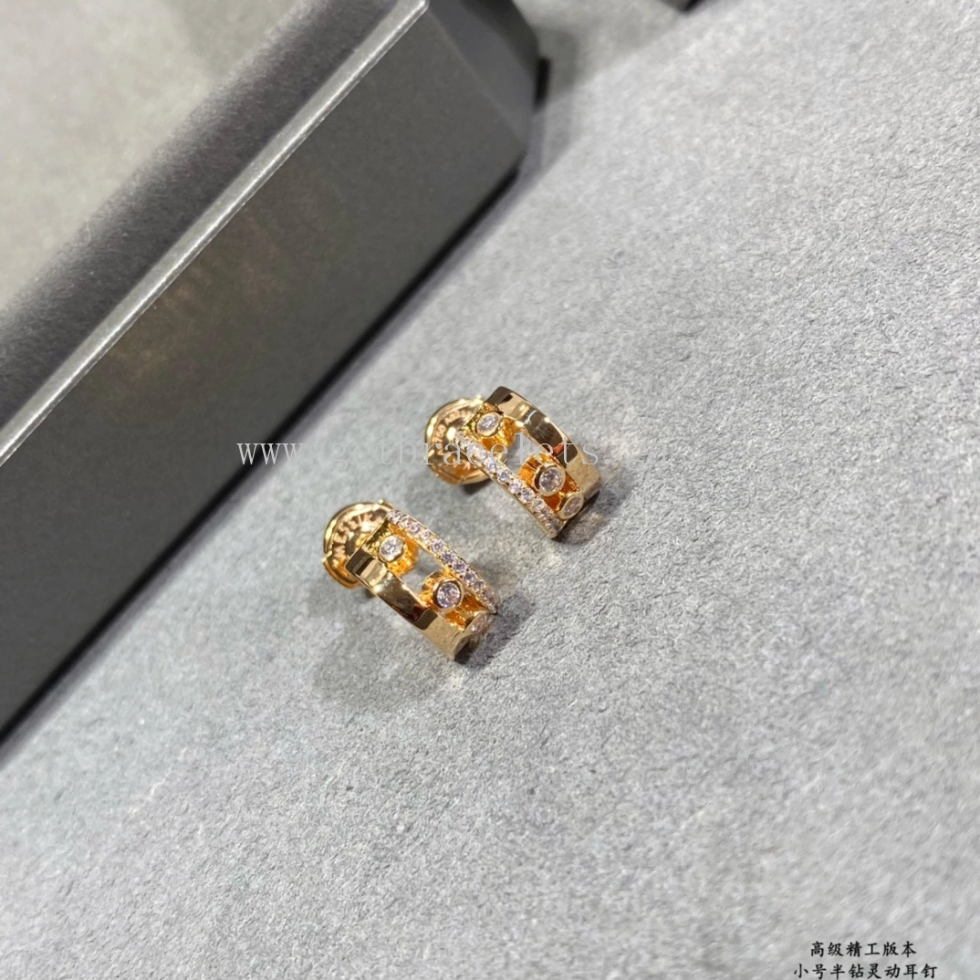 Messika Move Romane Mini Hoops Diamond Earrings Rose Gold White Gold