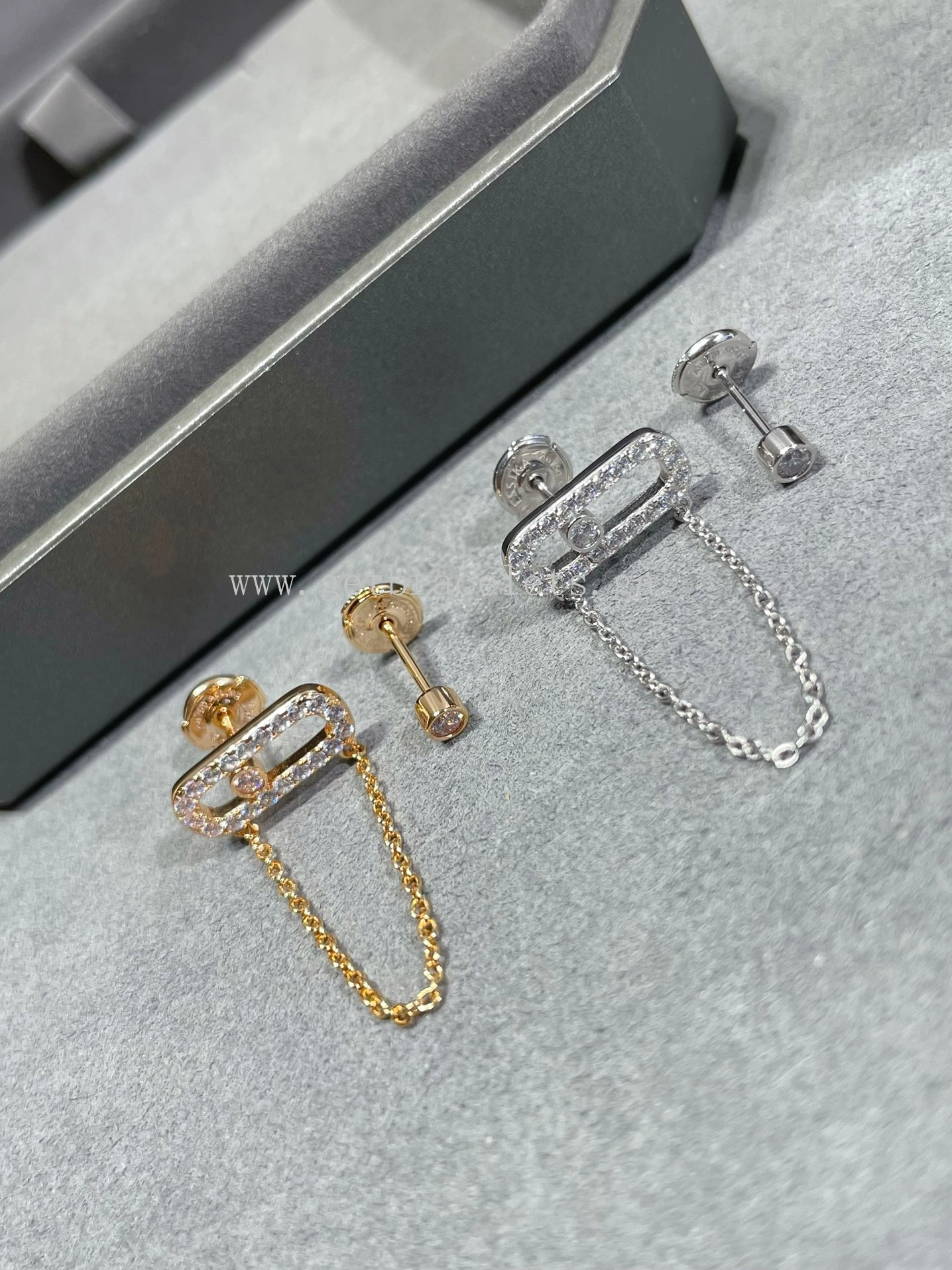 Messika Move Uno Chain and Stud earrings For Her Diamond Earrings White Gold Rose Gold