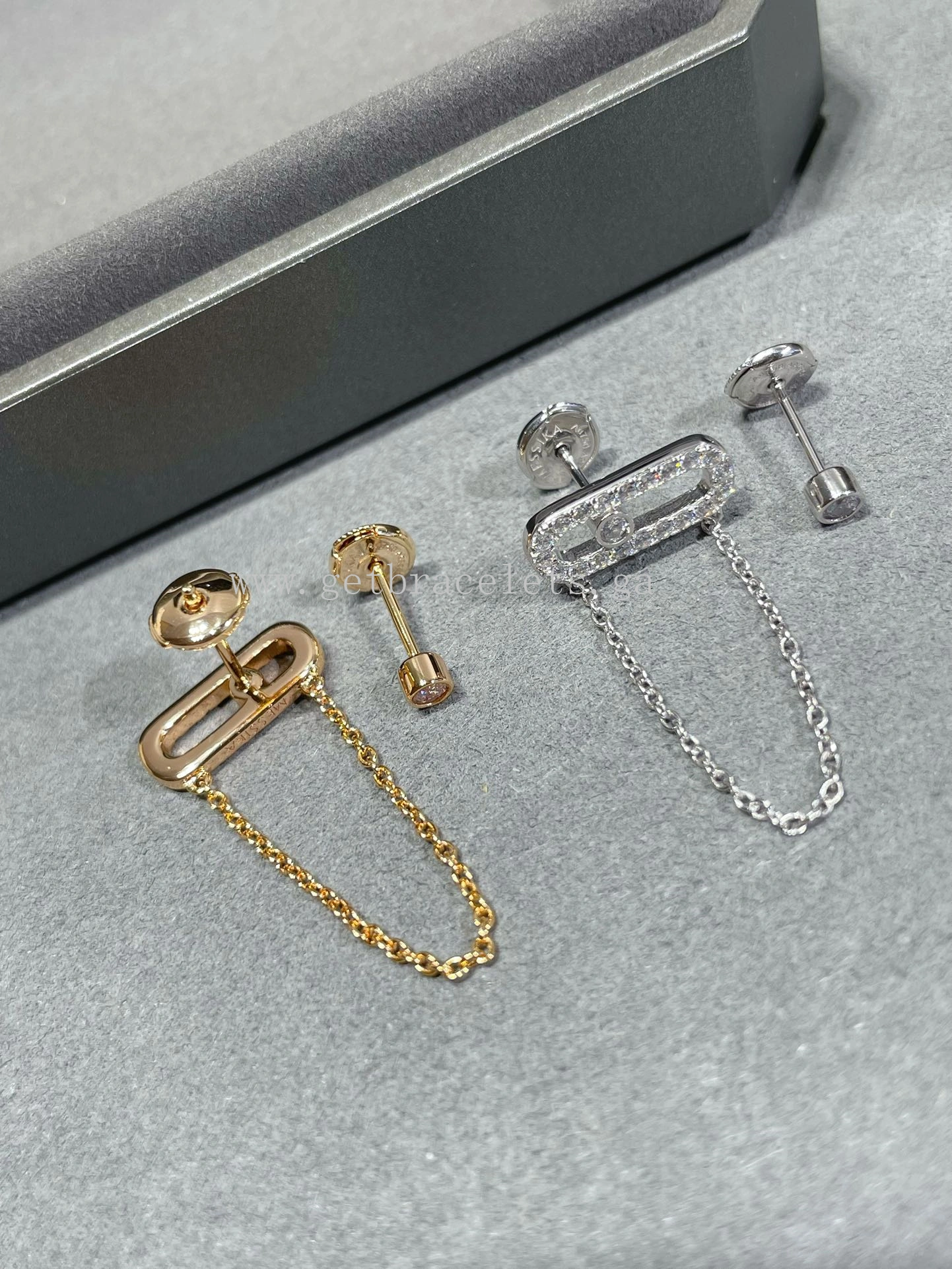 Messika Move Uno Chain and Stud earrings For Her Diamond Earrings White Gold Rose Gold