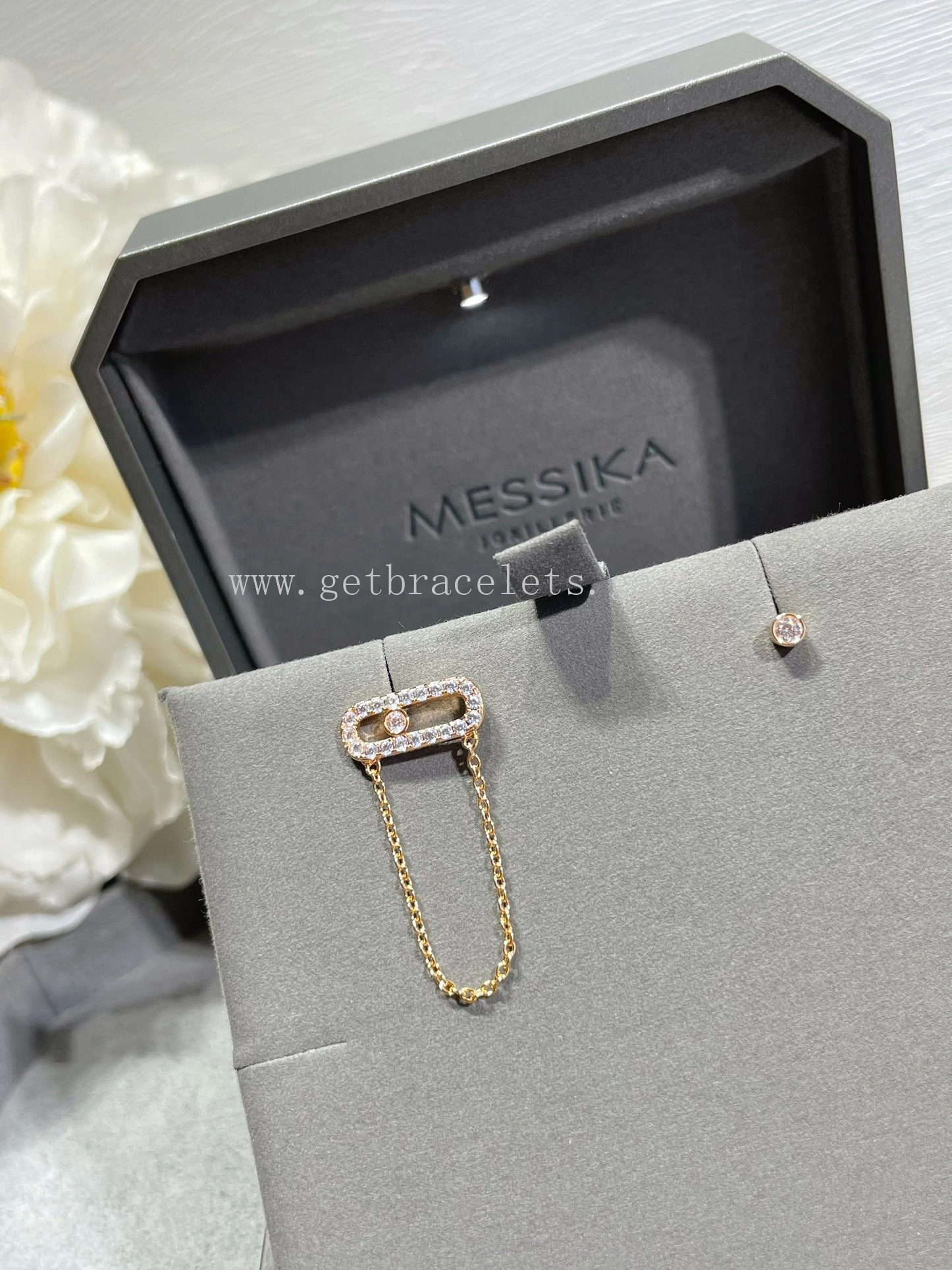 Messika Move Uno Chain and Stud earrings For Her Diamond Earrings White Gold Rose Gold