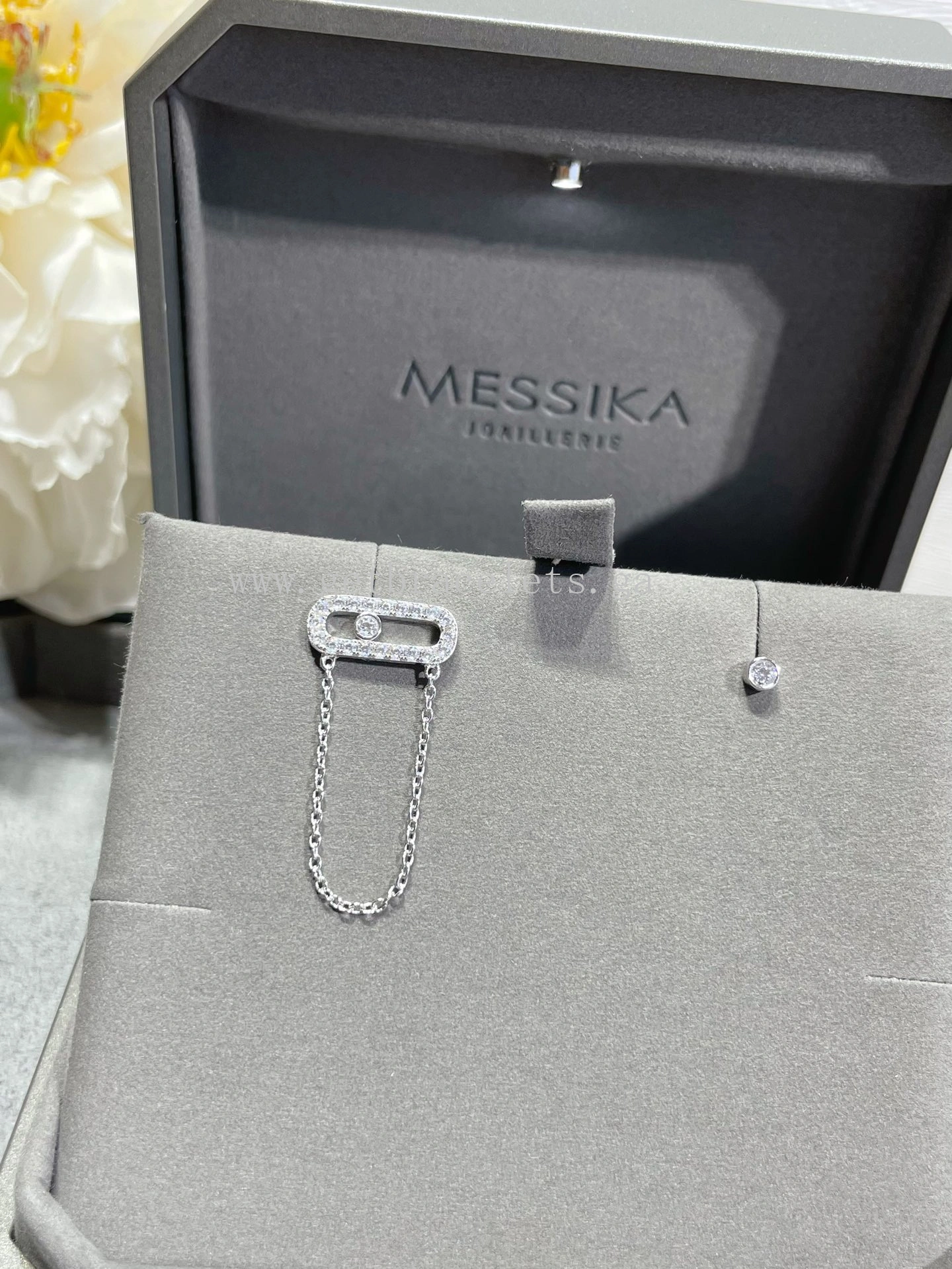 Messika Move Uno Chain and Stud earrings For Her Diamond Earrings White Gold Rose Gold