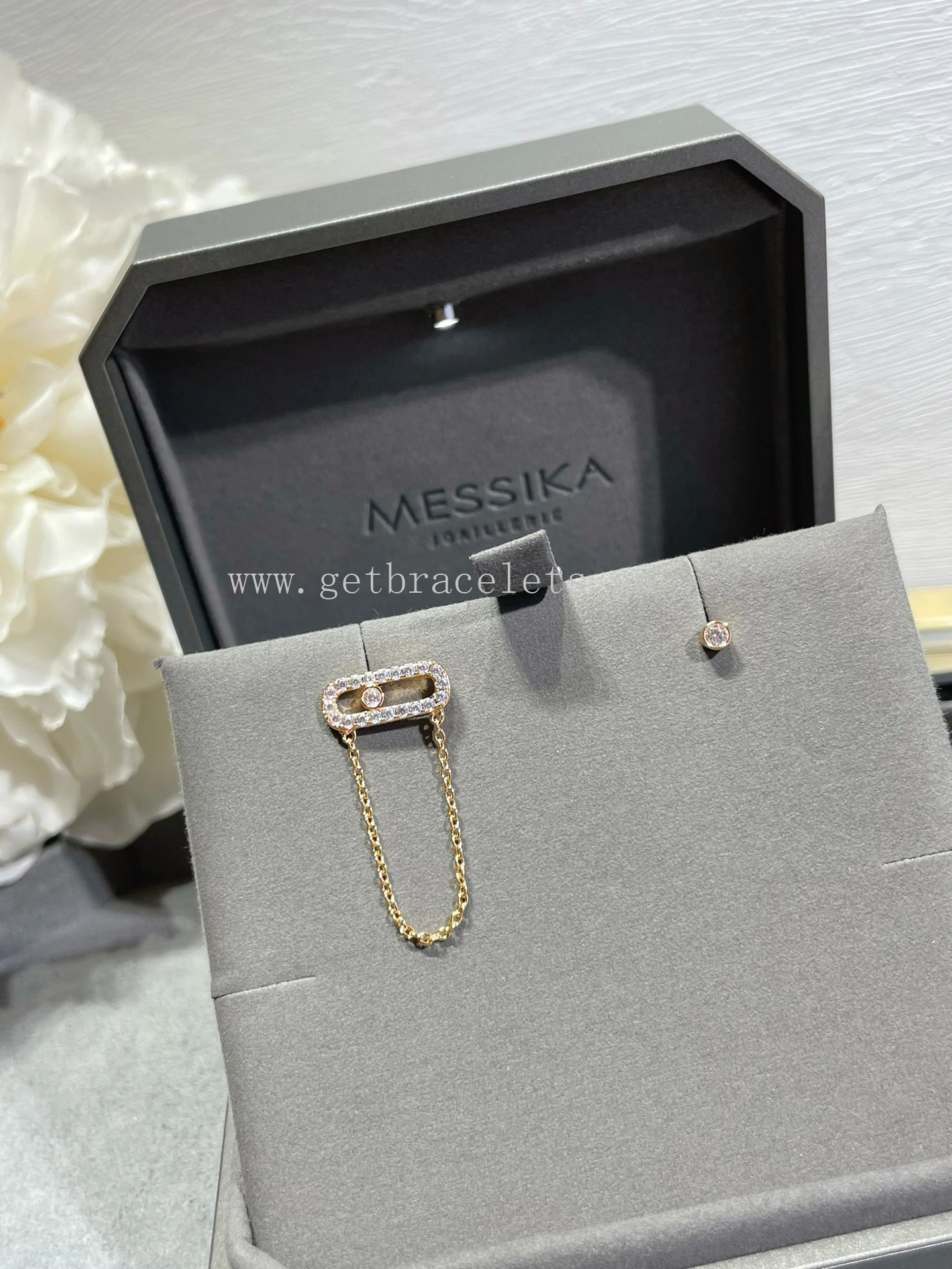 Messika Move Uno Chain and Stud earrings For Her Diamond Earrings White Gold Rose Gold