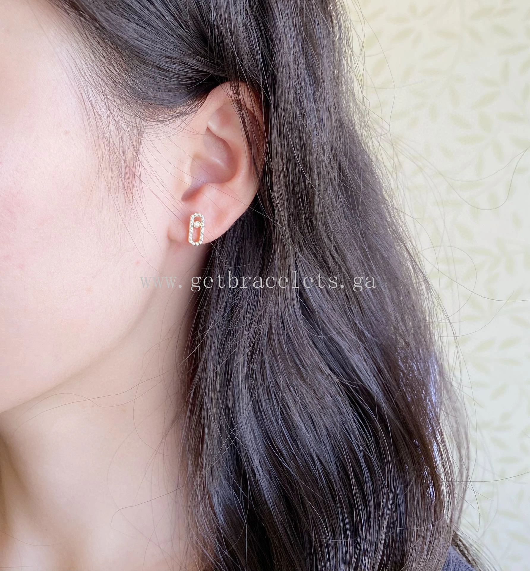 Messika Move Uno For Her Diamond Earrings Rose Gold White Gold