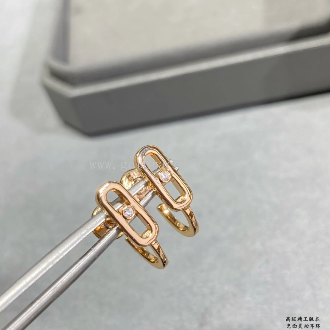Messika Move Uno Mini Hoops For Her Diamond Earrings Rose Gold White Gold