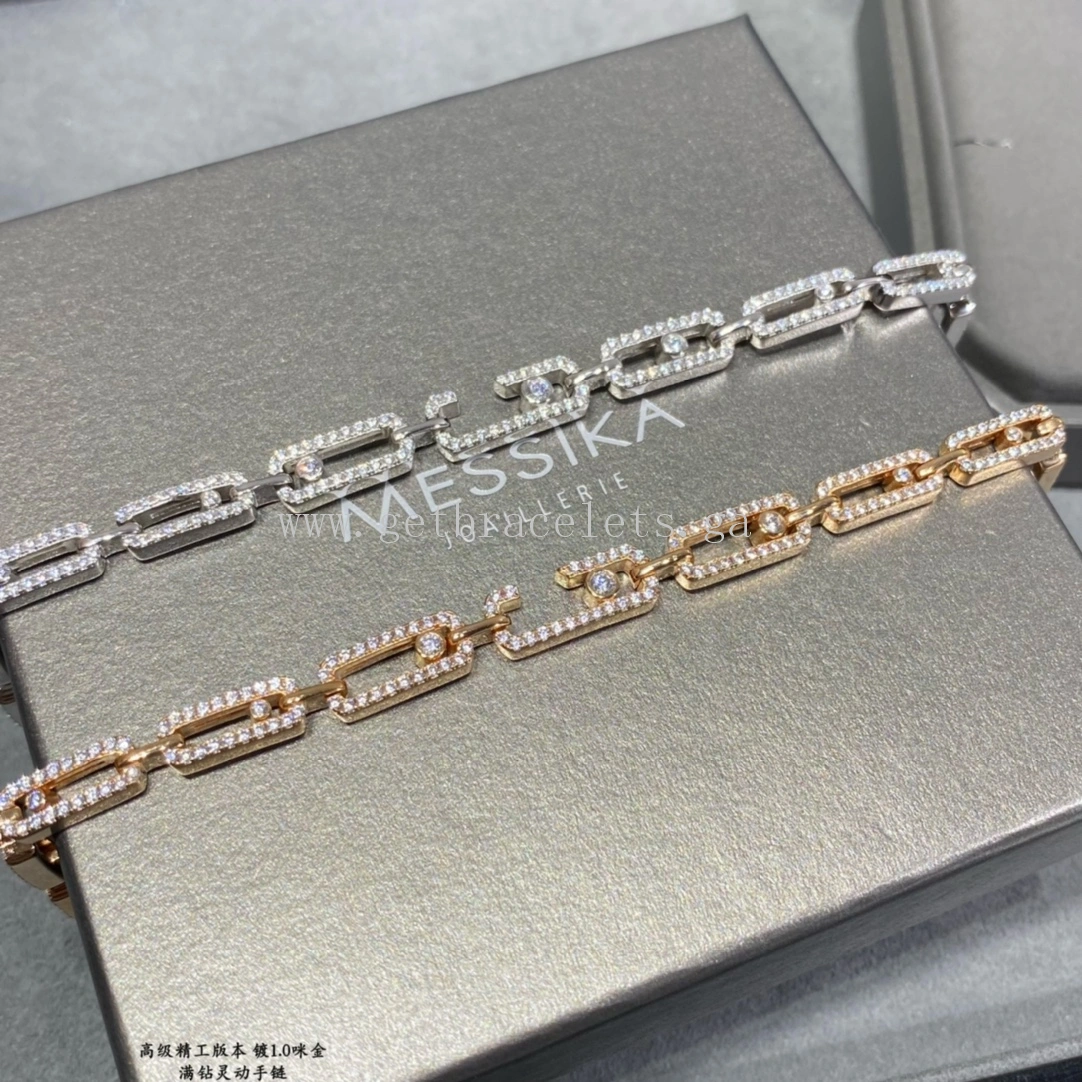 Messika Move Uno Multi Bracelet WIth Pave Diamonds White Gold Rose Gold