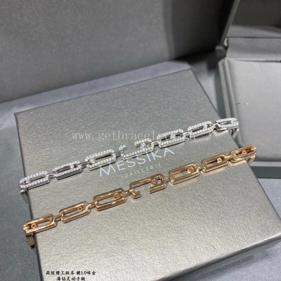 Messika Move Uno Multi Bracelet WIth Pave Diamonds White Gold Rose Gold