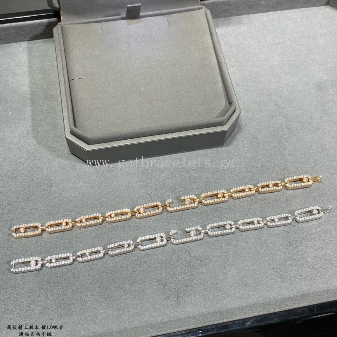 Messika Move Uno Multi Bracelet WIth Pave Diamonds White Gold Rose Gold