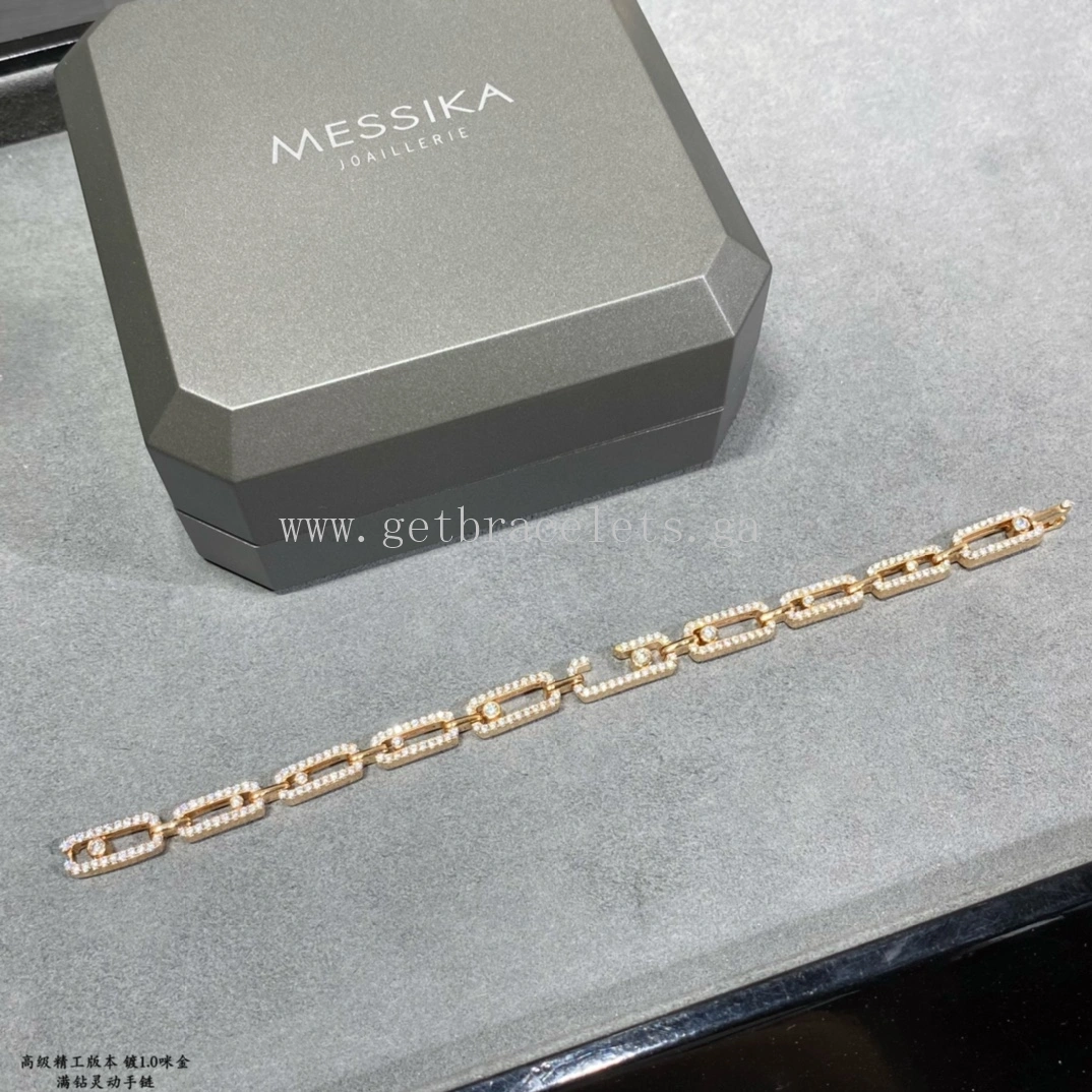 Messika Move Uno Multi Bracelet WIth Pave Diamonds White Gold Rose Gold