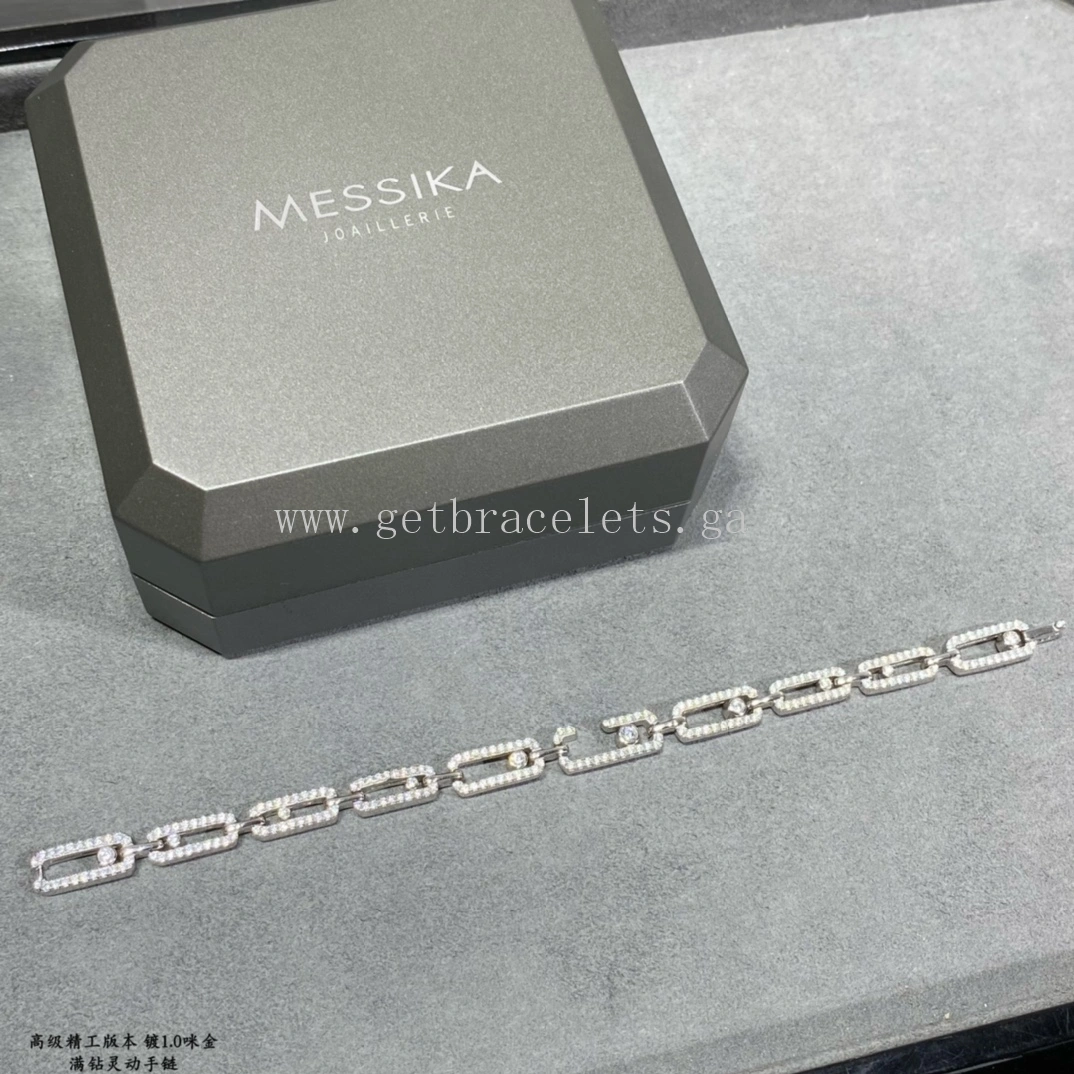 Messika Move Uno Multi Bracelet WIth Pave Diamonds White Gold Rose Gold