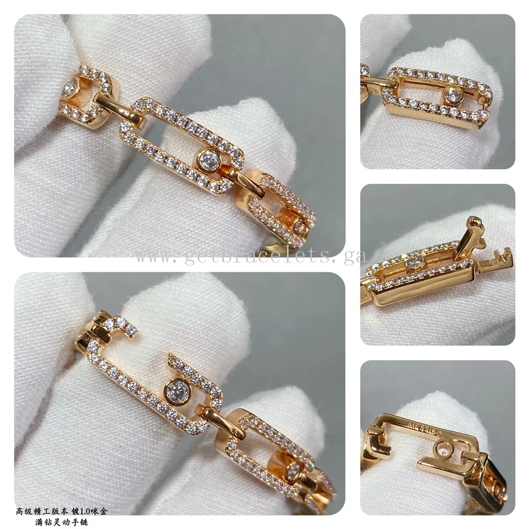 Messika Move Uno Multi Bracelet WIth Pave Diamonds White Gold Rose Gold