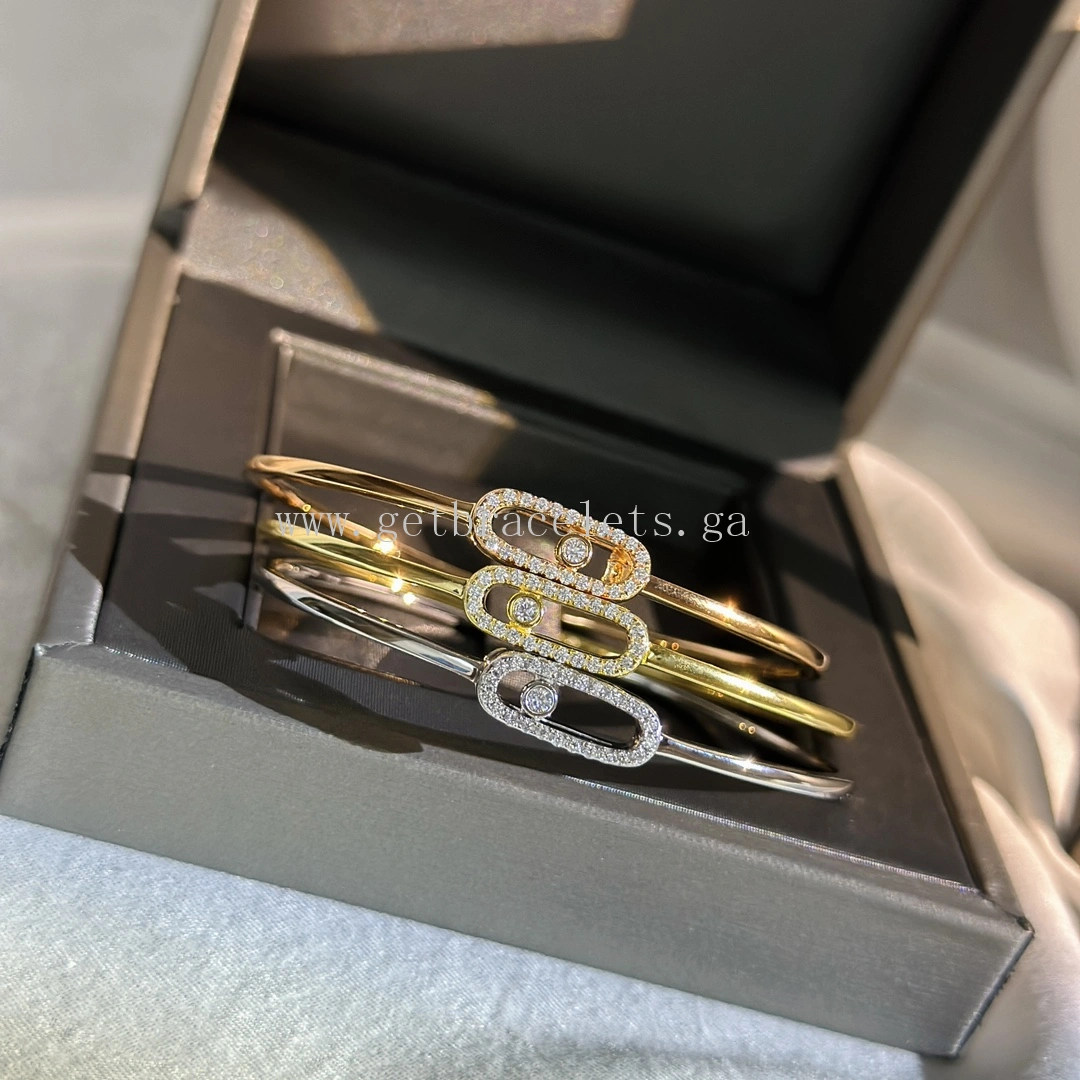 Messika Move Uno Pave Flex Bangle White Gold Rose Gold For Her Diamond Bracelet