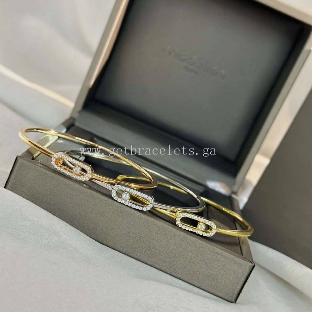 Messika Move Uno Pave Flex Bangle White Gold Rose Gold For Her Diamond Bracelet