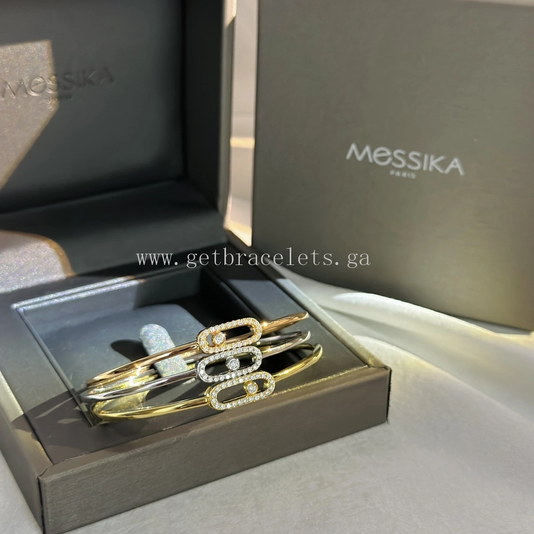 Messika Move Uno Pave Flex Bangle White Gold Rose Gold For Her Diamond Bracelet