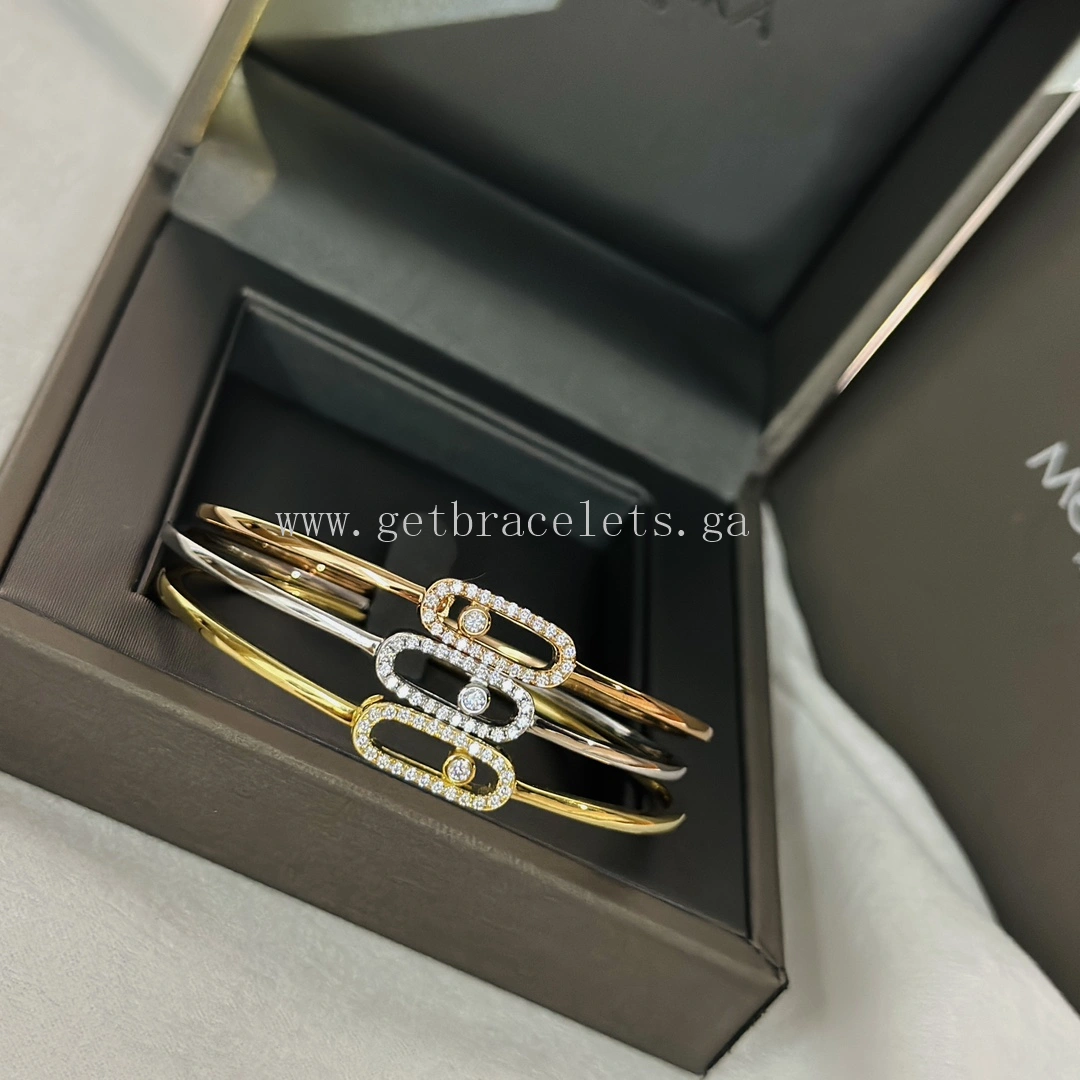 Messika Move Uno Pave Flex Bangle White Gold Rose Gold For Her Diamond Bracelet