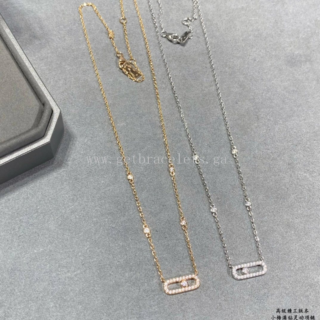 Messika Move Uno Pave For Her Diamond Necklace White Gold Rose Gold