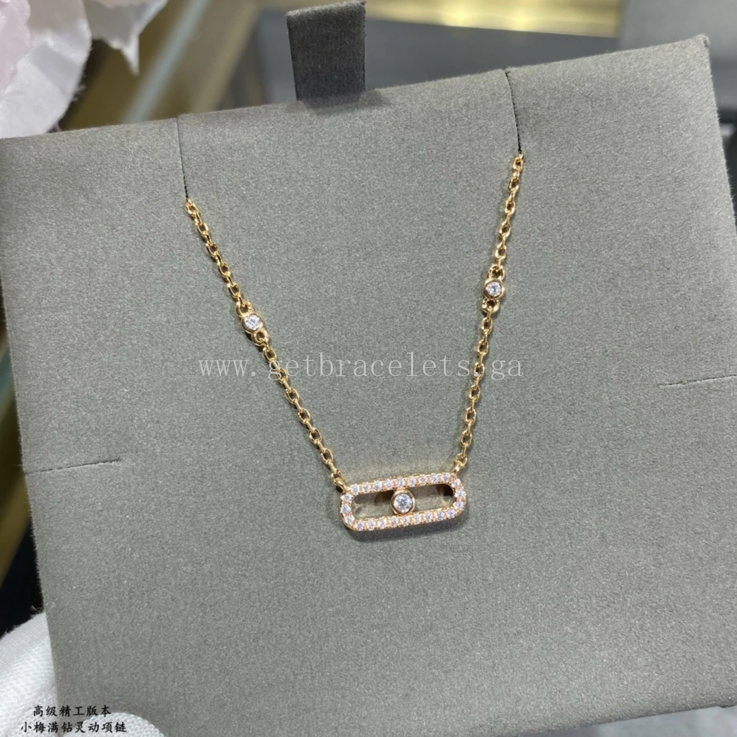 Messika Move Uno Pave For Her Diamond Necklace White Gold Rose Gold