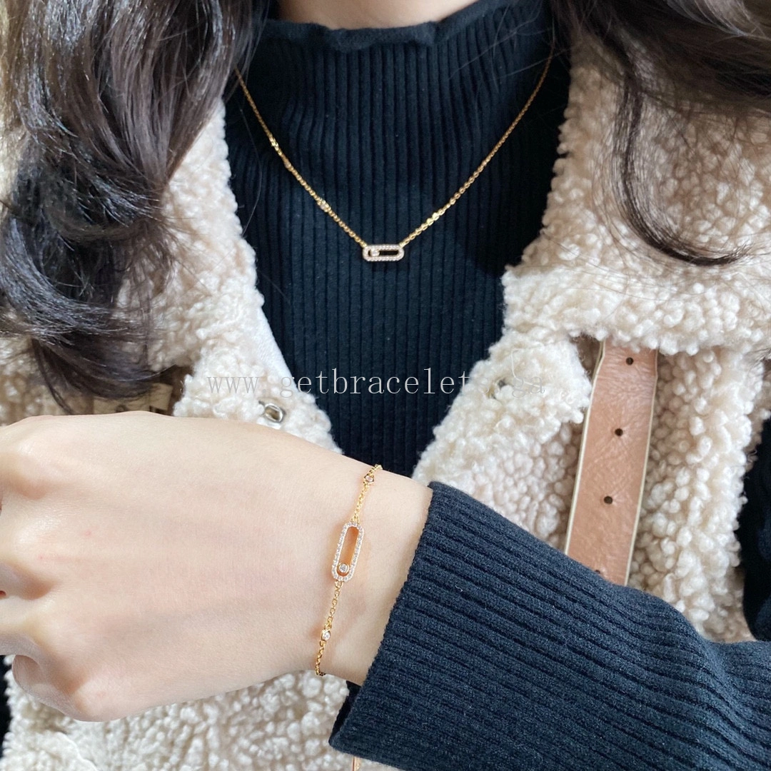 Messika Move Uno Pave For Her Diamond Necklace White Gold Rose Gold