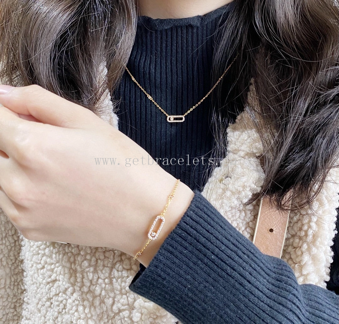 Messika Move Uno Pave For Her Diamond Necklace White Gold Rose Gold