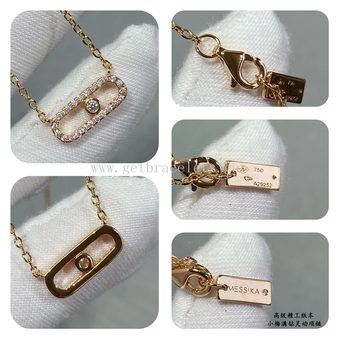 Messika Move Uno Pave For Her Diamond Necklace White Gold Rose Gold