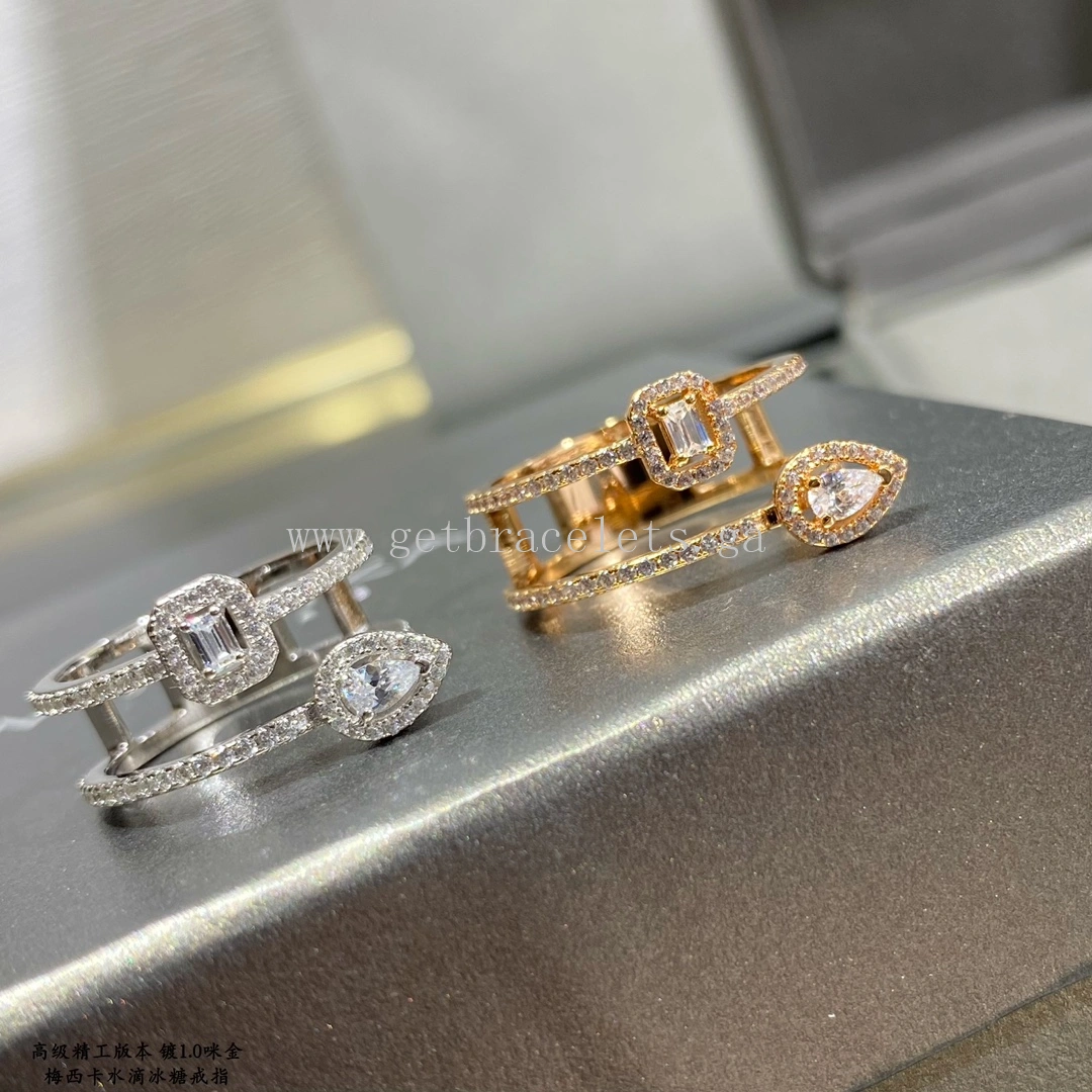 Messika My Twin 2 Rows For Her Diamond Ring Rose Gold White Gold